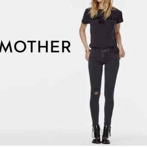 Mother Jeans the double fray charmer faded black